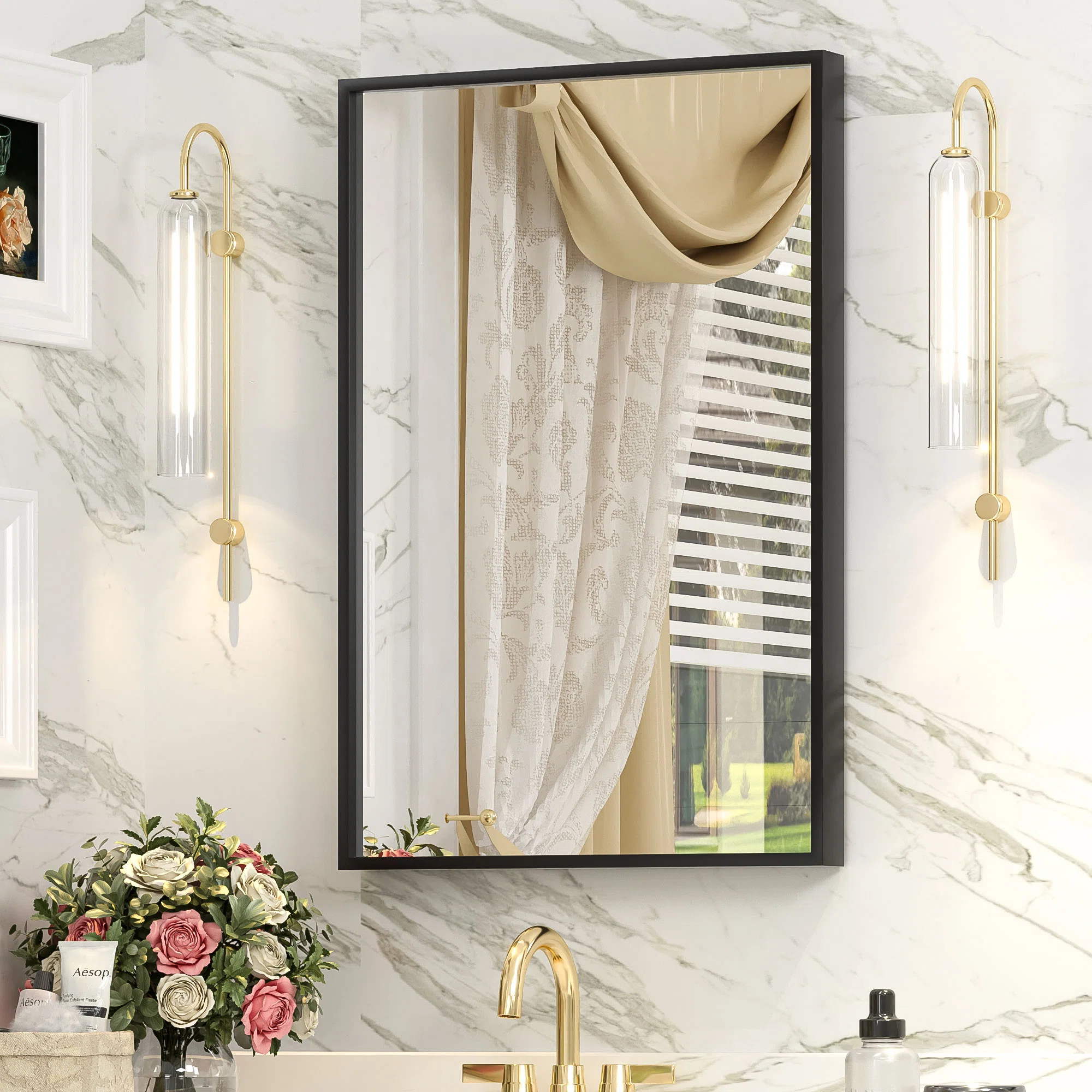 Amara Tempered Glass and Aluminum Alloy Framed French Cleat Mounted Wall Mirror | Wayfair North America