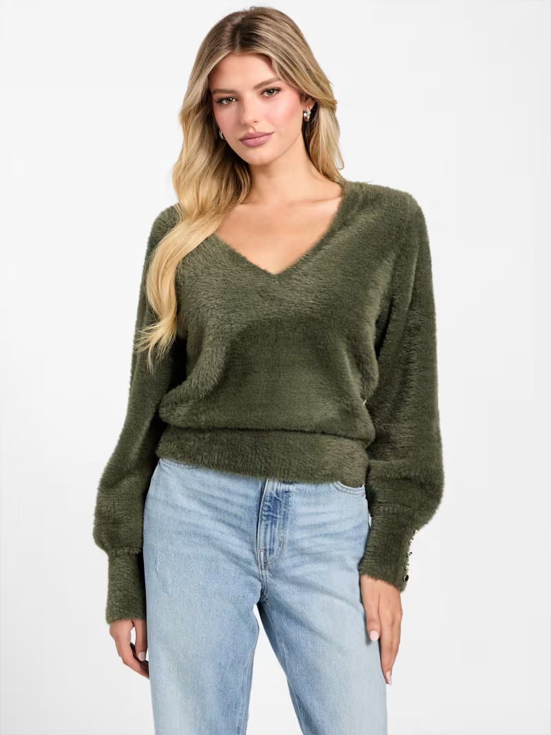 Niko Fuzzy V-Neck Sweater | GUESS® Official Website | Guess (US)