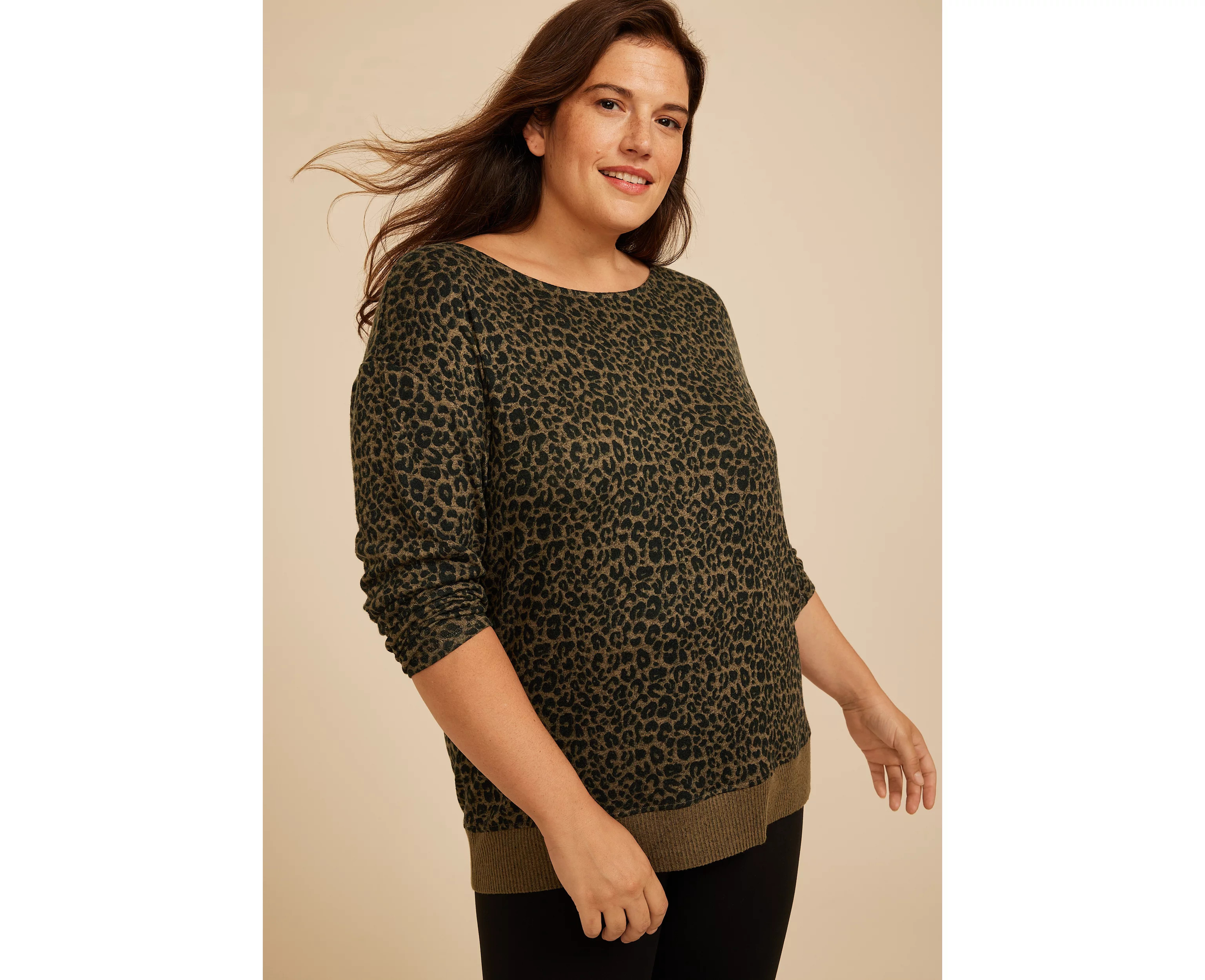 Plus Size 24/7 Dakota Animal Print Banded Hem Top | maurices | Maurices