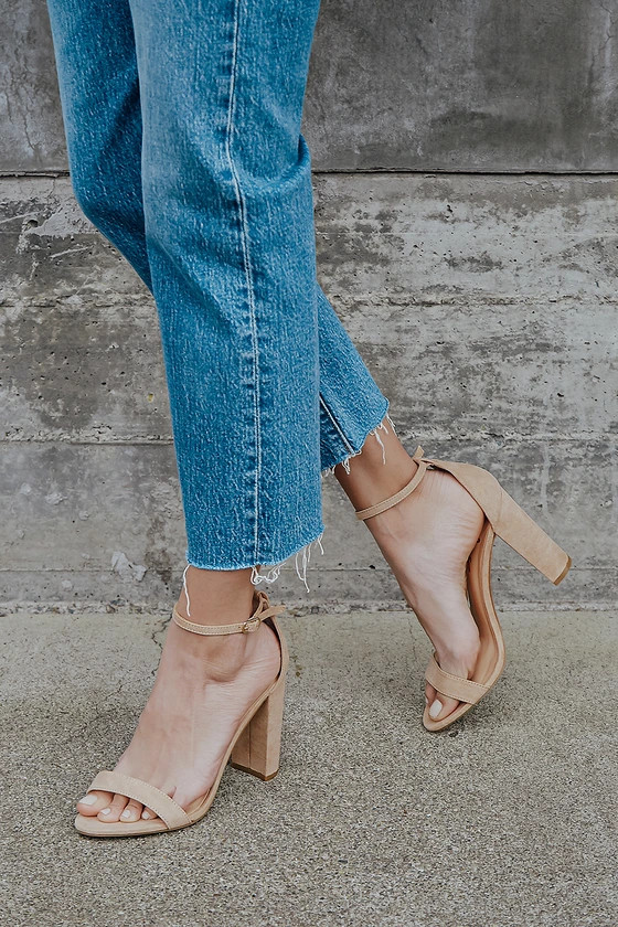 Taylor Natural Suede Ankle Strap Heels | Lulus (US)