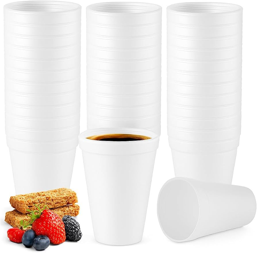 Concession Essentials 16oz Disposable White Foam Cups - Pack of 100ct | Amazon (US)