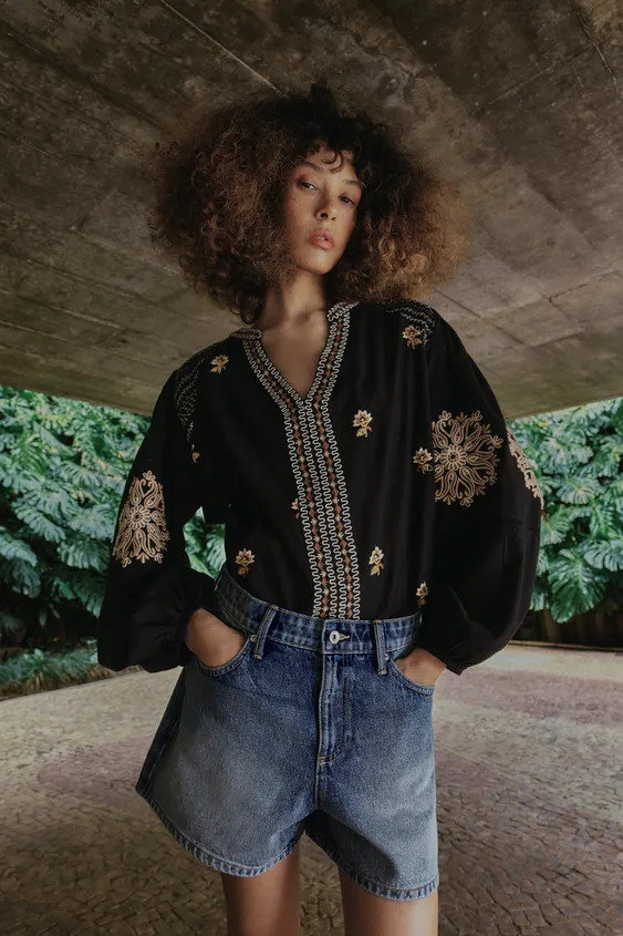 EMBROIDERED FLORAL SHIRT | Zara US