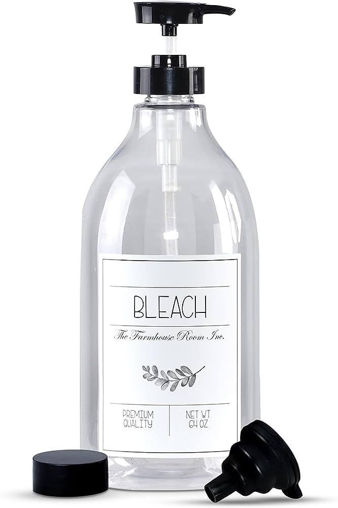 The Farmhouse Room Inc. Bleach Dispenser for Laundry Room - Pump Bottle Dispenser for Liquid Blea... | Amazon (US)