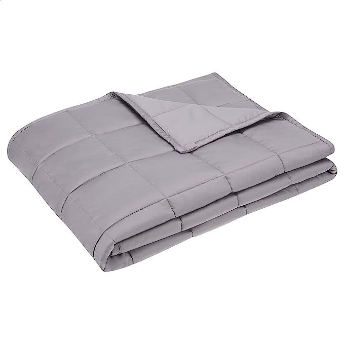Amazon Basics All-Season Cotton Weighted Blanket - 12-Pound, 60" x 80" (Full/Queen), Dark Grey | Amazon (US)