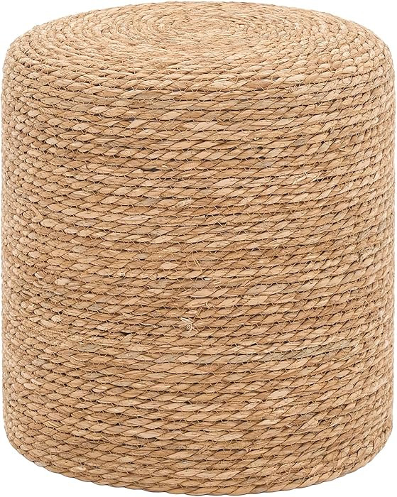 16'' Round Ottoman Natural Seagrass Braided Poof Hand Weaving Round Ottomans Boho Footrest Stool ... | Amazon (US)