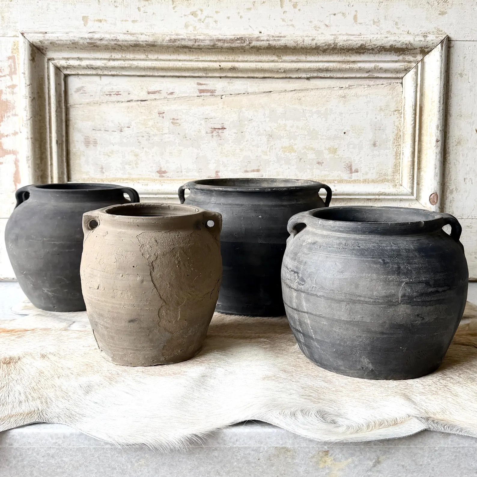 Vintage Rustic Black Grey Clay Pot Vessel | Organic Modern Planter | Etsy (Global)