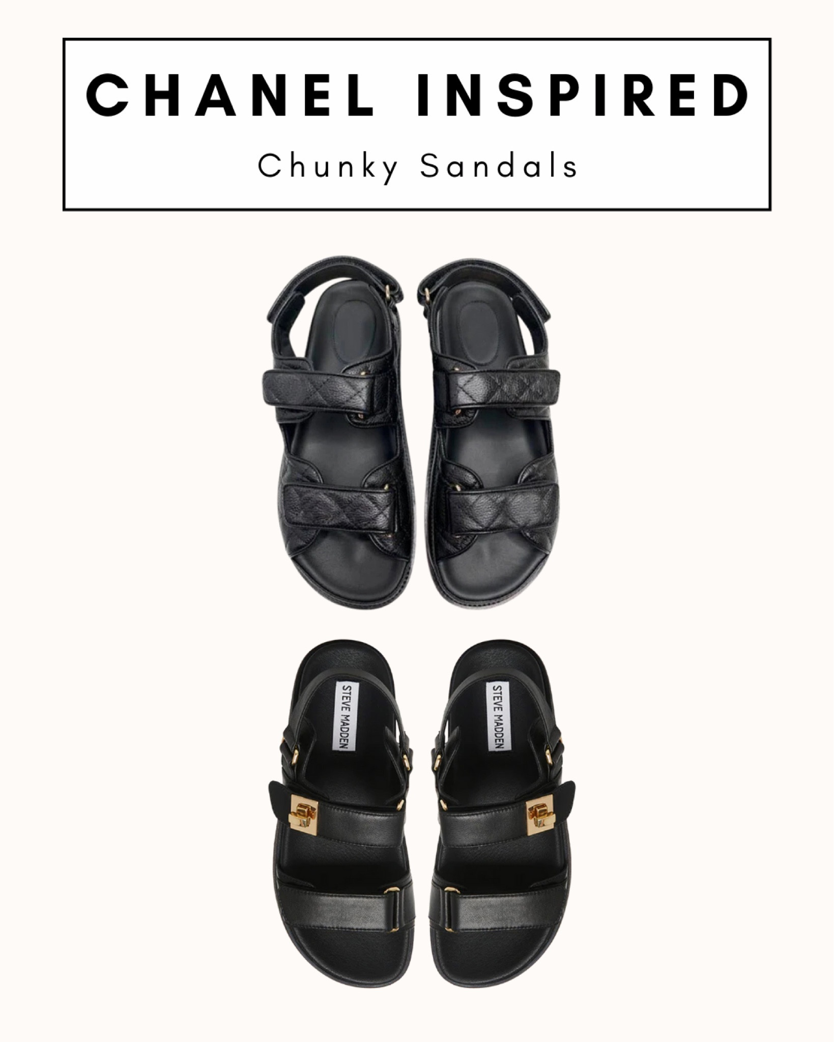 Chanel inspired chunky sandals
.
.
.
Chanel, Steve Madden, DH gate, Amazon, shoe finders, Summer shoes, comfortable shoes

#LTKunder100 #LTKshoecrush #LTKstyletip