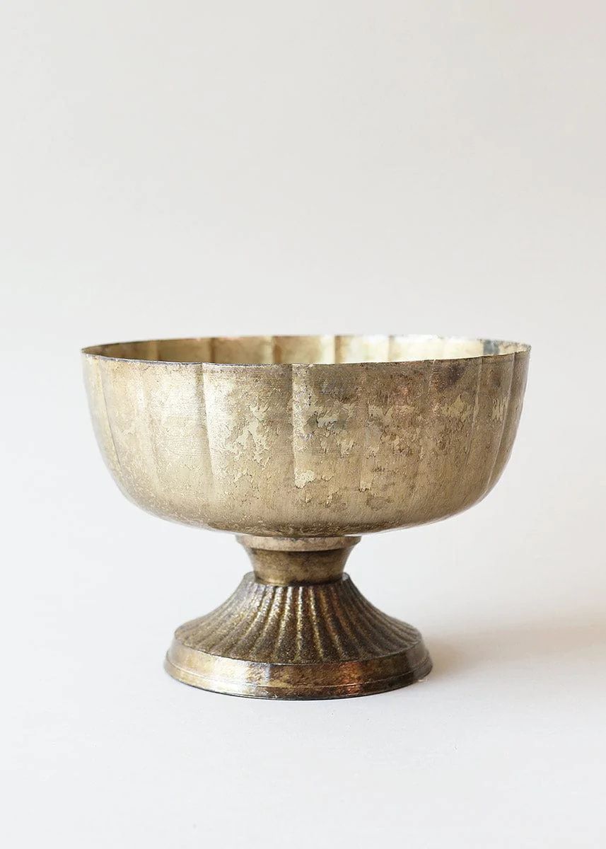 Distressed Gold Metal Compote Bowl - 5.5 | Afloral