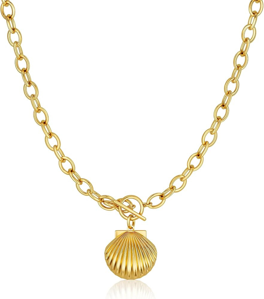 Freekiss Layered Necklaces for Women: 14K Gold/Sterling Silver Plated Chunky Necklace Paperclip C... | Amazon (US)
