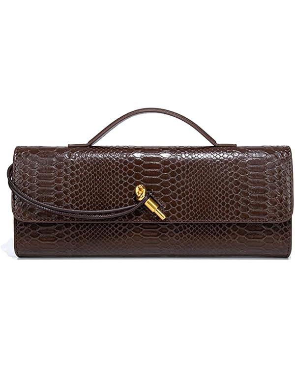 Womens Fashion Leather Clutch Bag Crocodile Print Evening Handbag Crossbody Tote Bag | Amazon (US)