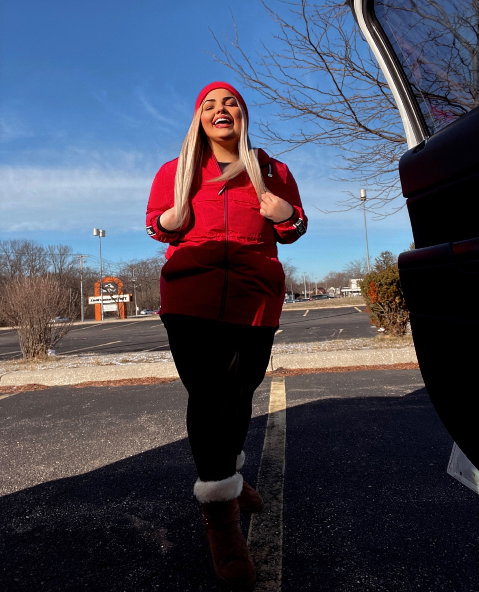 Wishing for more warm spring and less freezing wind 🥹❤️

Also rocking the infamous @tommyhilfiger Costco wind breaker📍 absolutely perfect for this mid-winter weather! ☀️ 

#LTKSeasonal #LTKcurves #LTKFind