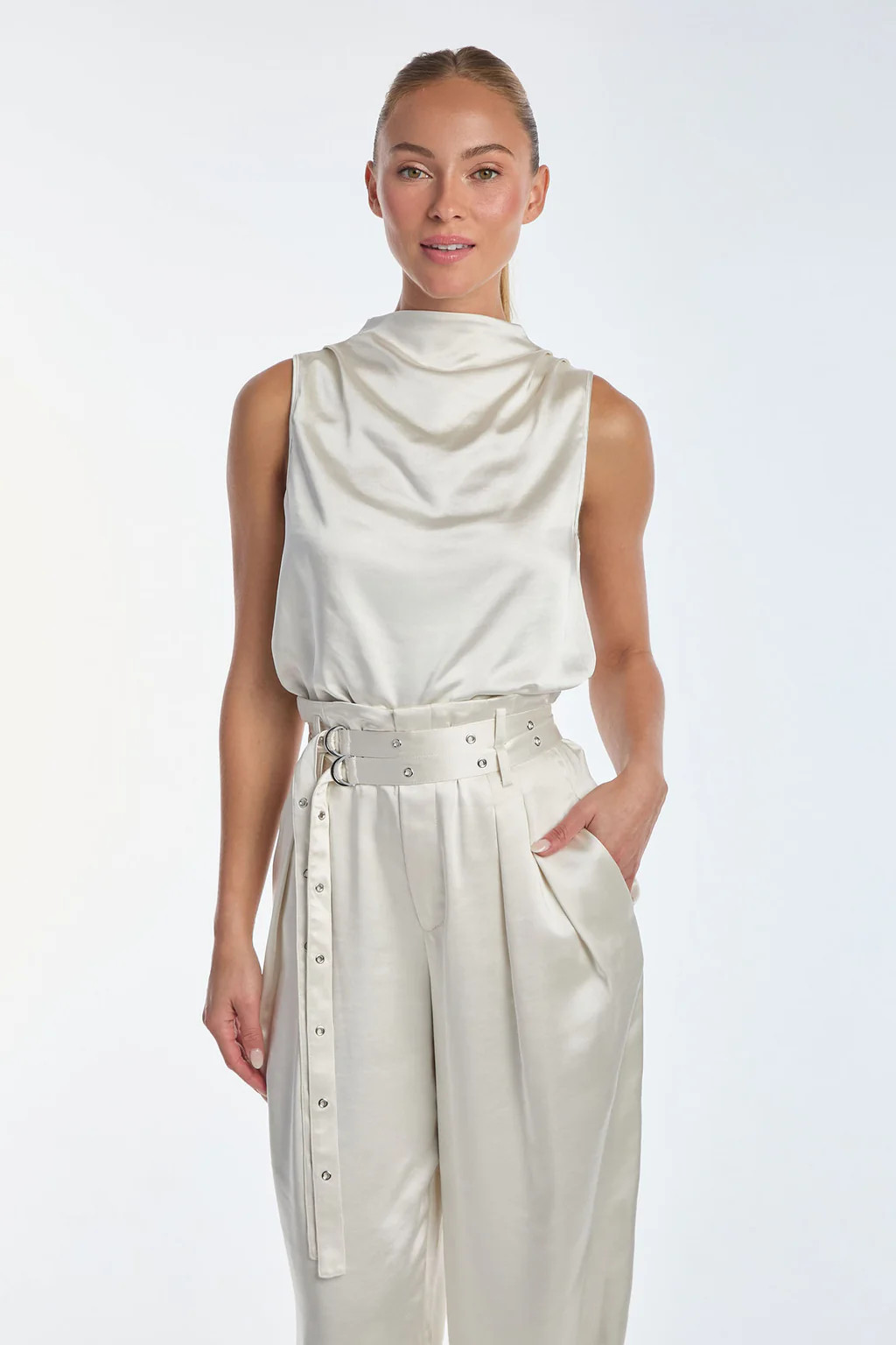 Mara Silk Top - Pearl | The Noli Shop