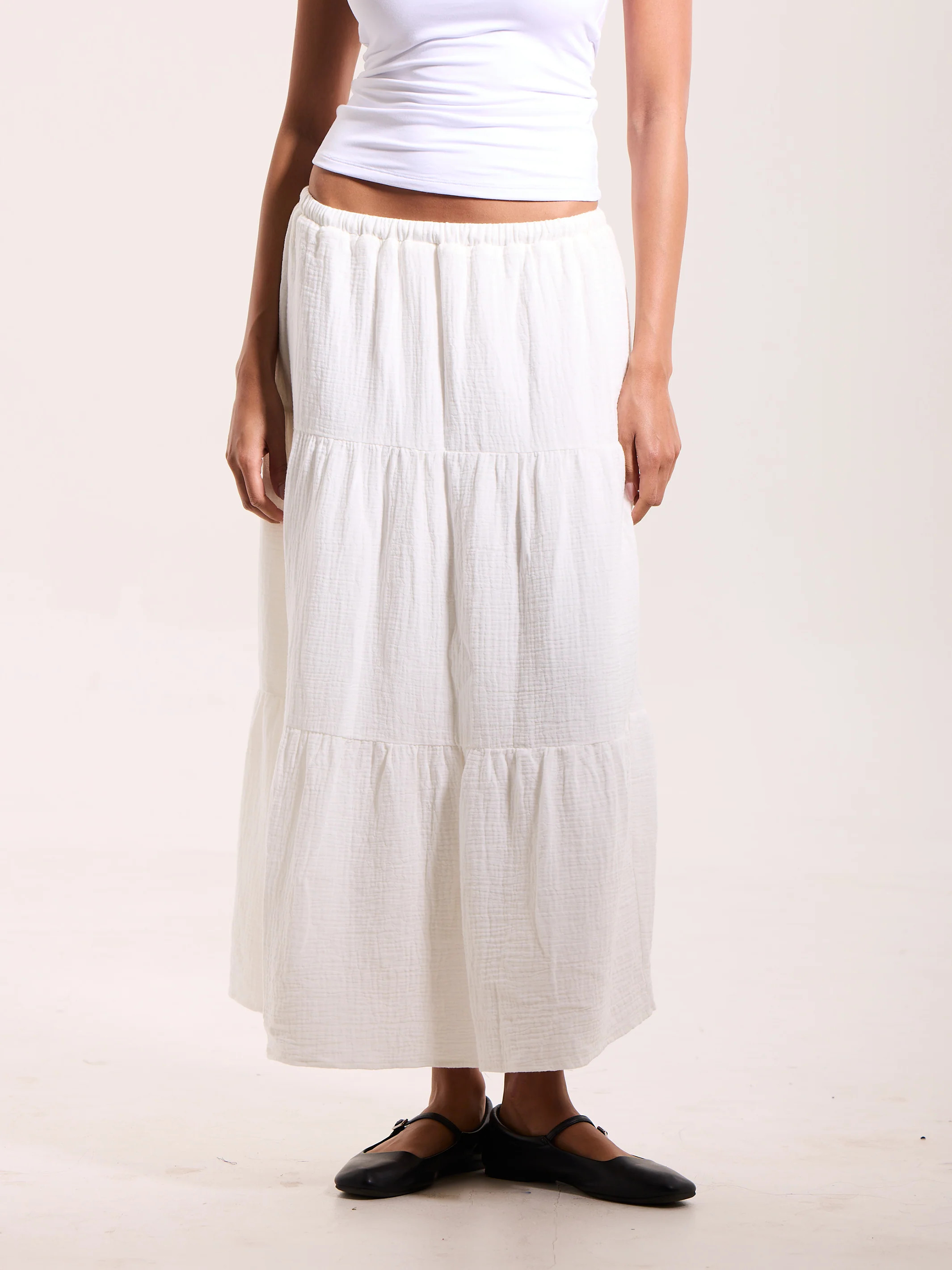 Tiered Cotton Maxi Skirt | Klassy