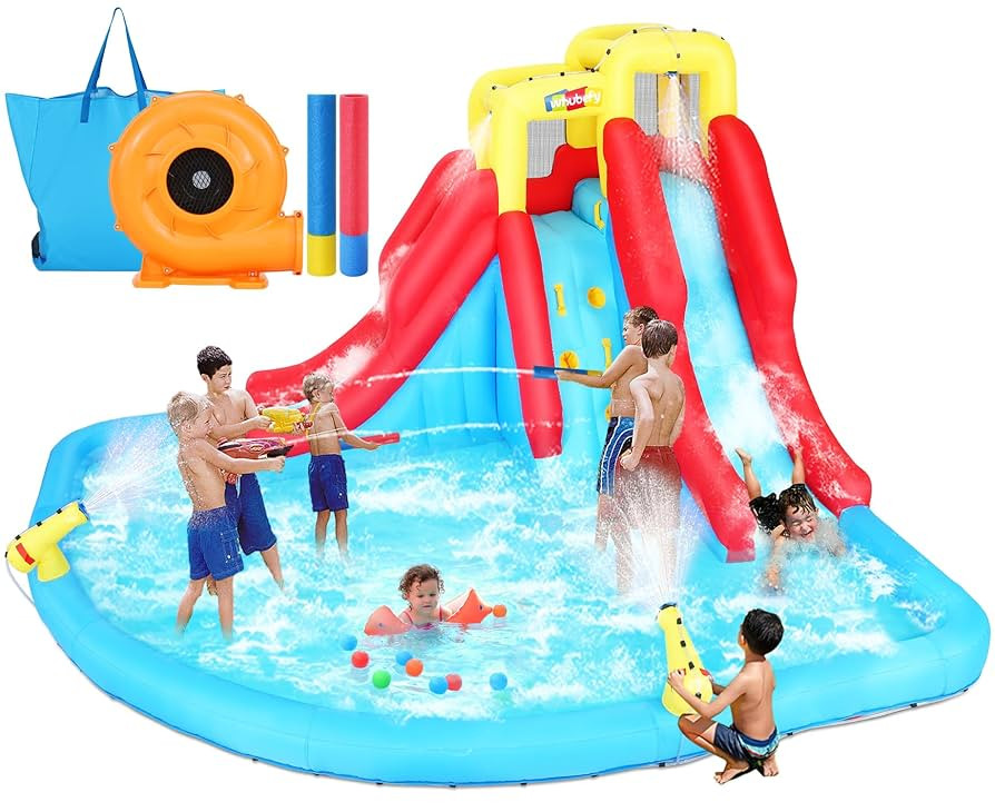 Inflatable Water Slide for Kids Backyard 12-in-1 Blow Up Water Park with 520W Blower, Climbing Wa... | Amazon (US)