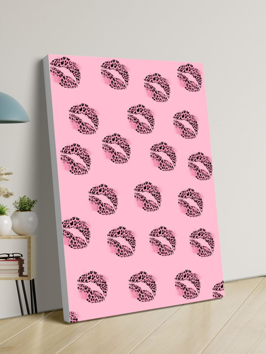 Lip Pattern Framed Painting | SHEIN