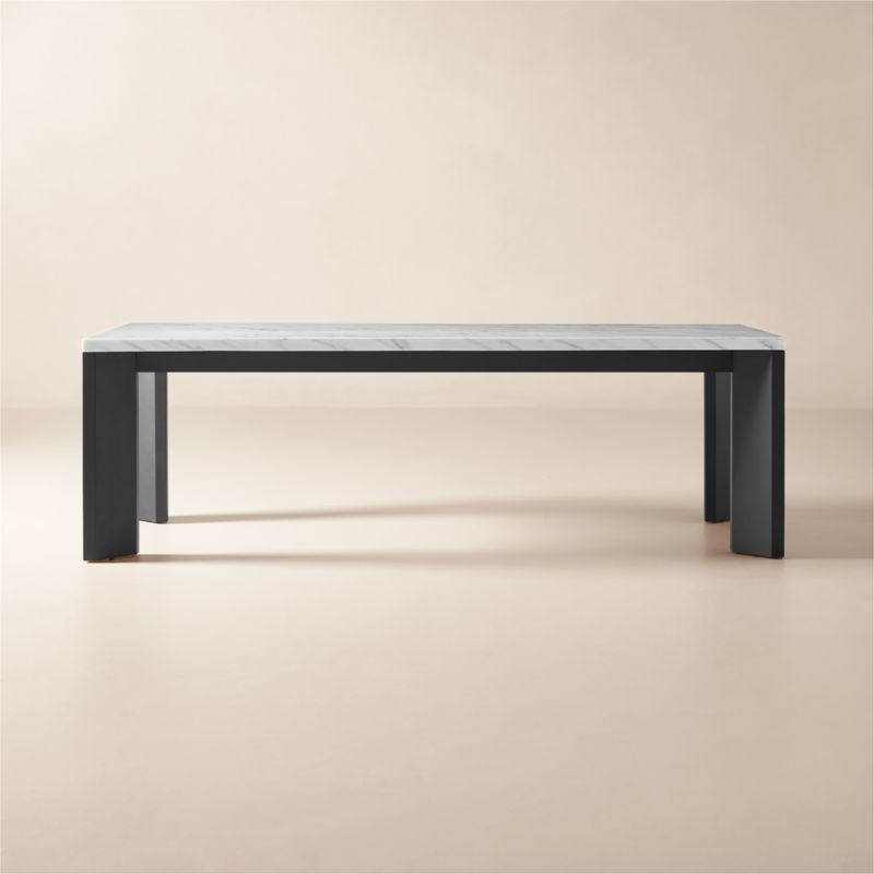 Sydney Rectangular Carrara Marble Dining Table with Black Legs 95.5'' + Reviews | CB2 | CB2