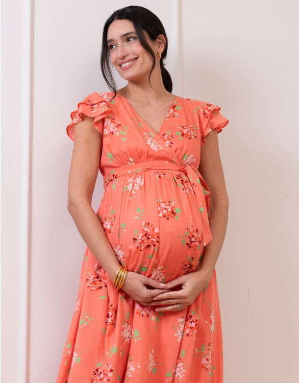 Flutter Sleeve Maxi Wrap Dress | Seraphine US