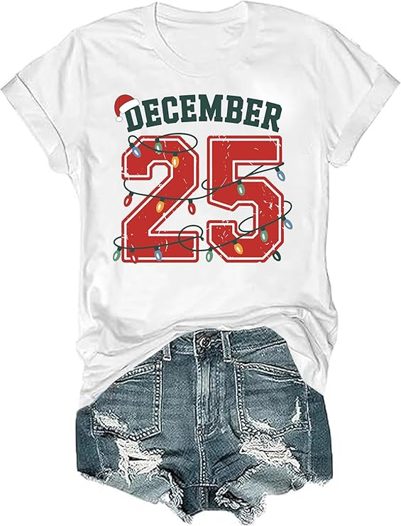 Christmas Shirts for Women December 25 Tshirt for Men December 25 T Shirt Funny Christmas V-Neck ... | Amazon (US)