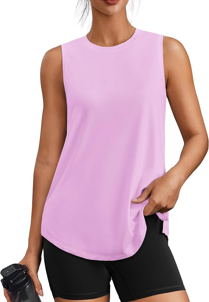 PINSPARK Workout Tops for Women Sleeveless Athletic Tank Tops UPF 50+ Running Tanks with Side Sli... | Amazon (US)