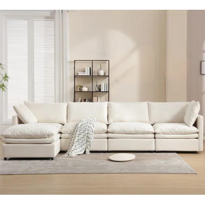 130" U-Shaped Sectional Sofa Comfy Cloud Couch With Chaise Lounge For Living Room Modern Sofa Sleeper Couches With 5-Seat,Beige | Wayfair North America