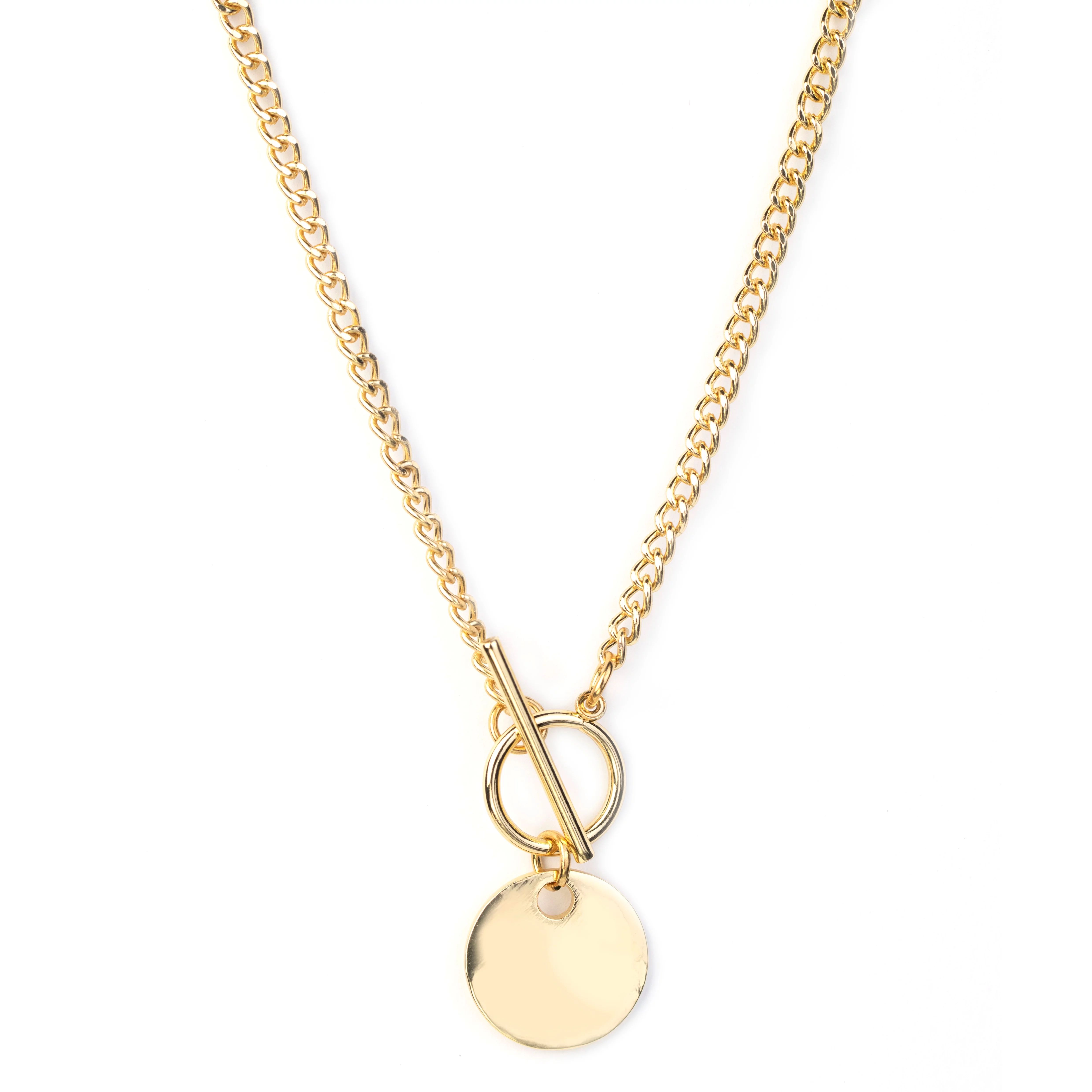 Minimal Golden Pendant Necklace - 18K Yellow Gold Plating over Silver - Curby Chain Necklace for ... | Walmart (US)