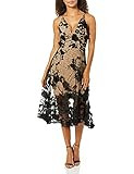 Dress the Population Women's Audrey Spaghetti Strap Midi A-line 3D Floral Dress | Amazon (US)