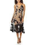 Amazon.com: Dress the Population Women's Audrey Spaghetti Strap MIDI A-LINE 3D Floral Dress, Blac... | Amazon (US)