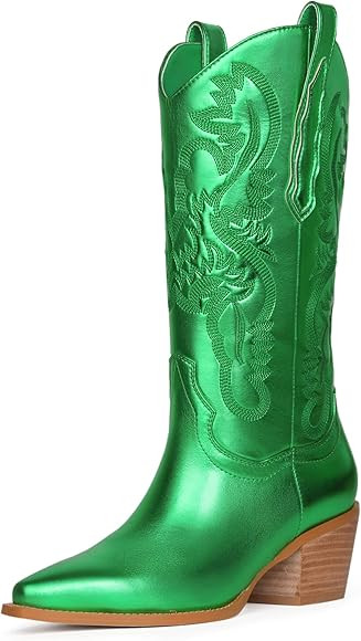 MUCCCUTE Women's Cowgirl Boots Embroidered Cowboy Boots Chunky Block Heel Western Boots Vintage W... | Amazon (US)