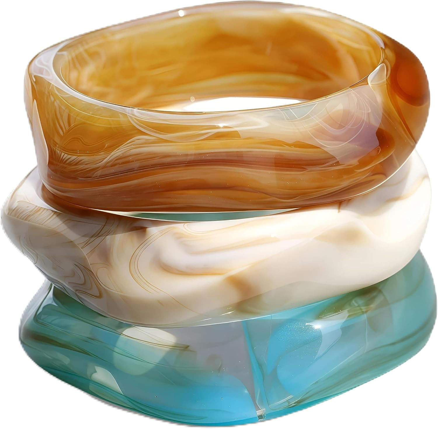 Acrylic Bangles Bracelets for Women, Irregular Acrylic Resin Chunky Bracelets Geometric Fashions Thick Statement bangle Set | Amazon (US)