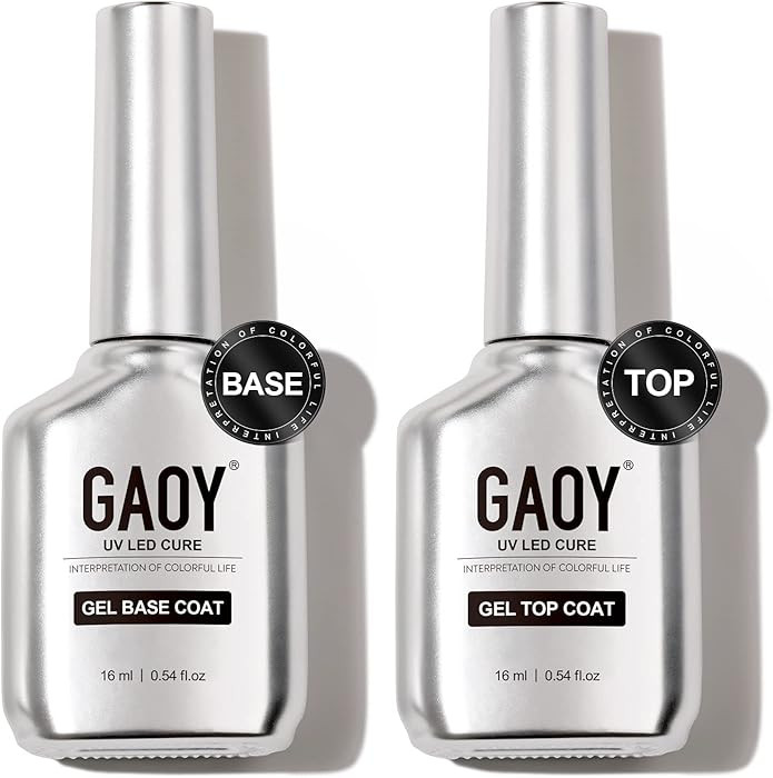 GAOY 16ml 2 Pcs Glassy Gel Top Coat and Base Coat Set,No Wipe Foundation Combination for UV Light... | Amazon (US)