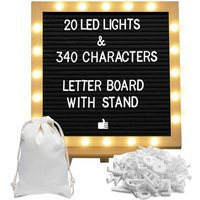 Felt Letter Board with Stand, Built-in LED Lights (10 x 10) - Menu Board, Wood Frame, 340 Letters fo | ManoMano UK