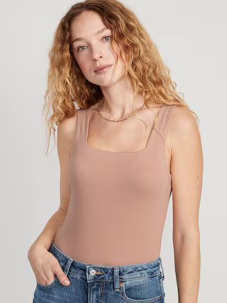 Fitted Sleeveless Square-Neck Bodysuit for Women | Old Navy (US)