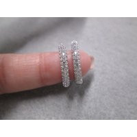 Simulated Diamond Pave' Hoop Earrings>925 Sterling Silver High Grade Cz Hoops>Pave Inside & Out>925 Hoops, ""Diamond""Hoops, Sterling Hoops | Etsy (US)