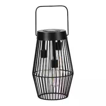 Style Selections 6.5-in x 10.5-in Black Metal Solar Outdoor Decorative Lantern | Lowe's