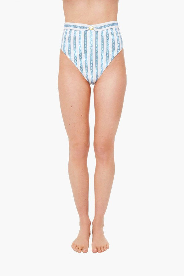 White Blue Toile Stripe Patia Bikini Bottom | Caroline Constas | Tuckernuck (US)