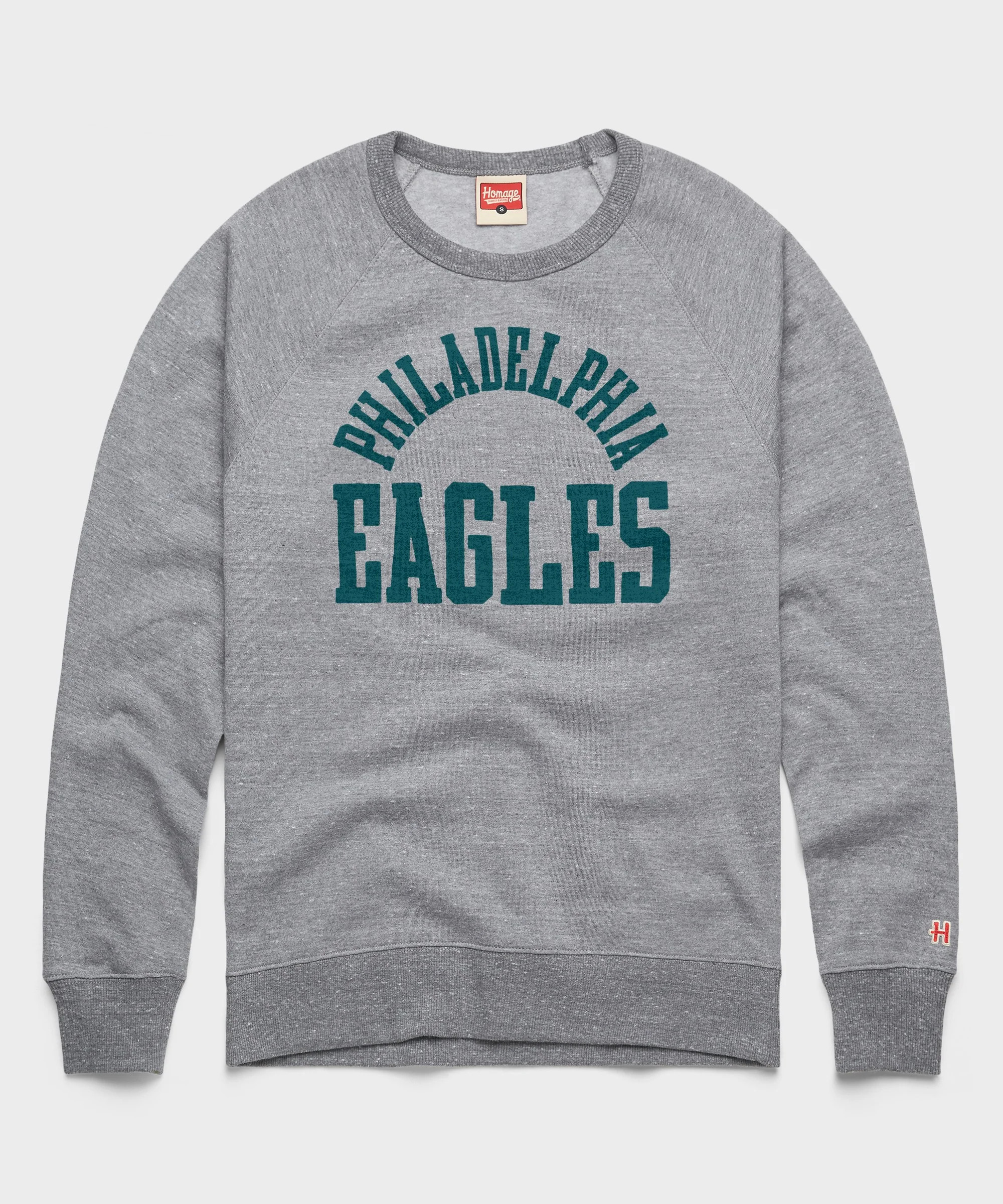 Philadelphia Eagles Classic Crewneck from Homage. | Grey Crewneck Sweatshirt |  Vintage Apparel | Homage