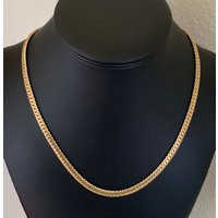 Short Lovely Textured Flat 20 Inch 5mm Double Sided Gold Collar Chain Necklace | Etsy (US)