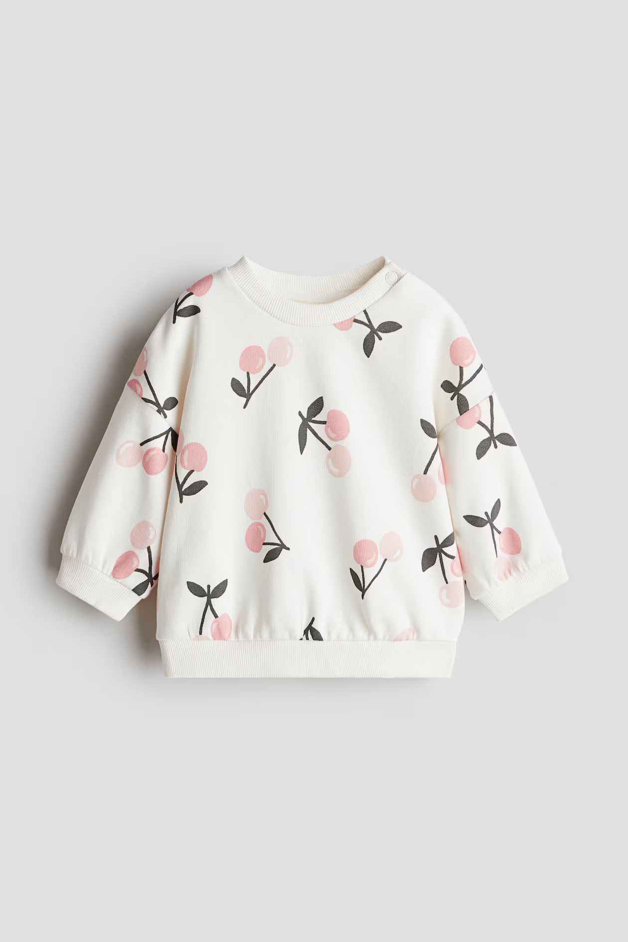 Printed Sweatshirt - Round Neck - Long sleeve - White/cherries - Kids | H&M US | H&M (US + CA)