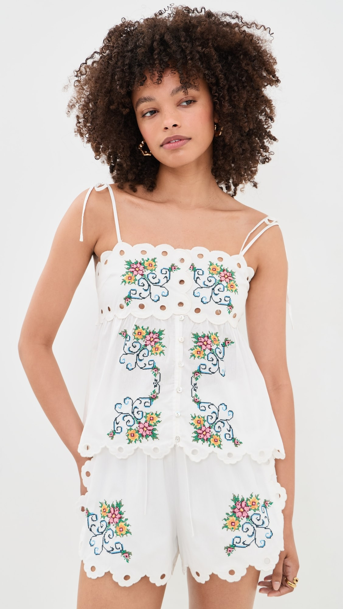 Scallop Floral Embroidered Top | Shopbop
