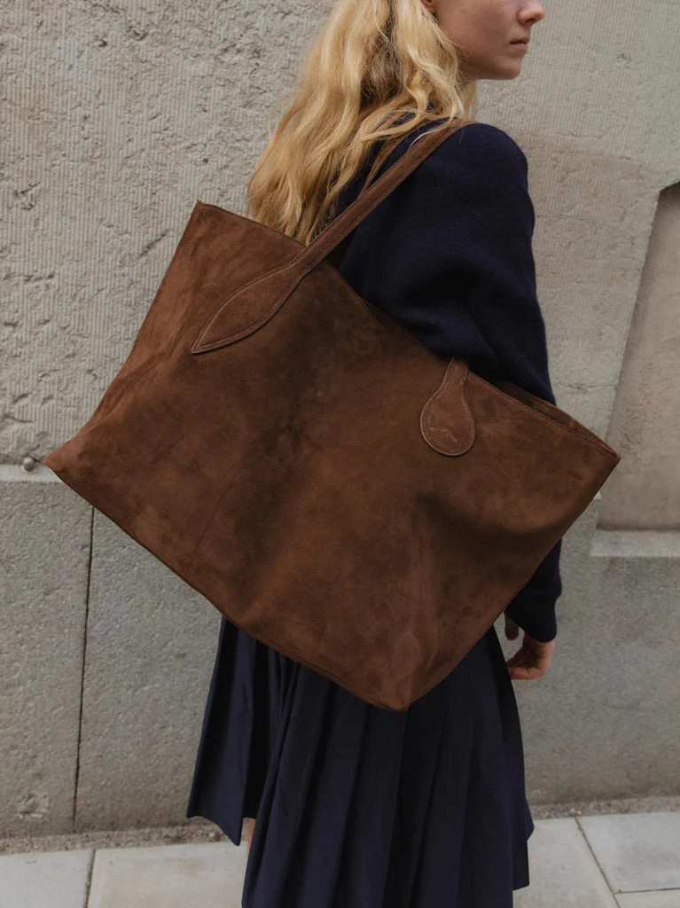 Mega Sprout Tote Chestnut Suede | LITTLE LIFFNER