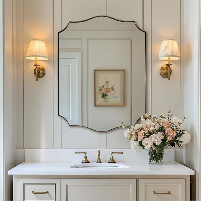 ANDY STAR Gold Mirrors, 24x32 Inch Bathroom Vanity Mirror, Antique Brass Asymmetrical Mirror, Uni... | Amazon (US)