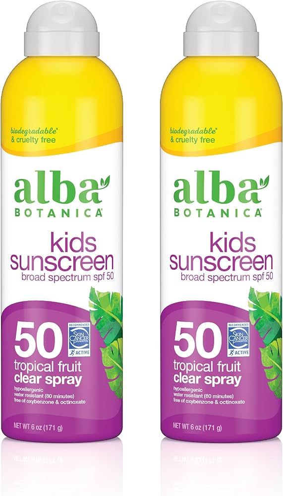 Alba Botanica Kids Sunscreen for Face and Body, Tropical Fruit Sunscreen Spray for Kids, Broad Spect | Amazon (US)