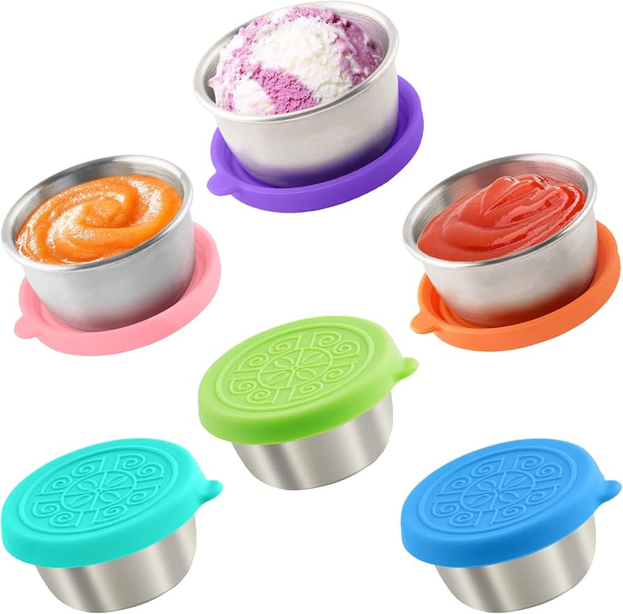 6x1.6 Oz Salad Dressing Containers with Lids, Small Leakproof Reusable Stainless Steel Salad Dres... | Amazon (US)