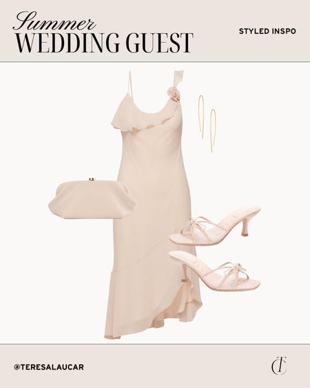 Outfit inspiration: summer wedding guest dress, mesh heels, neutral clutch

#LTKWedding #LTKStyleTip