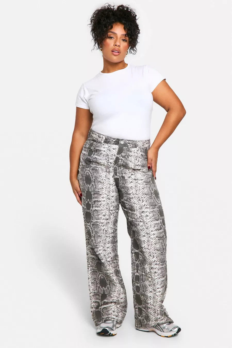 plus snake wide leg jean | boohoo (US & Canada)