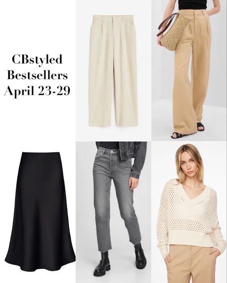 Bestsellers for April 23-29!
I’m 5’ 7” size S/4
1. H&M linen blend pants: back in stock but sizes are selling out! Fit tts, I got S
2. Gap linen blend pants: great alternative to H&M, more of a tailored trousers, lots of colors, fit tts, on sale! 
3. Satin midi skirt: a classic style that’s trendy again, fits a little small, I went with M according to their size chart, elastic waist, tons of colors
4. Gap straight cropped jeans: great fit and a nice alternative to blue denim, fit tts, on sale on the US website, not Canadian
5. Open knit b neck sweater: trendy crochet style, versatile neutral but comes in more colors, fits tts and the sleeves are nice and long (long cuff so easy to roll too)
Also linked a few more items from the most popular 


#LTKunder50 #LTKsalealert #LTKFind