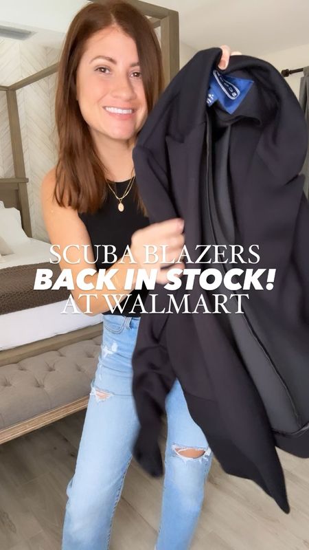 BACK IN STOCK!! Scoop scuba blazer at Walmart! These sell out every year! Love the fit and love the comfy fabric! Get yours now before they sell out again! 

✨Follow me for more affordable fashion and style inspiration✨

Wearing a size small! 

#LTKfindsunder100 #LTKstyletip #LTKSeasonal