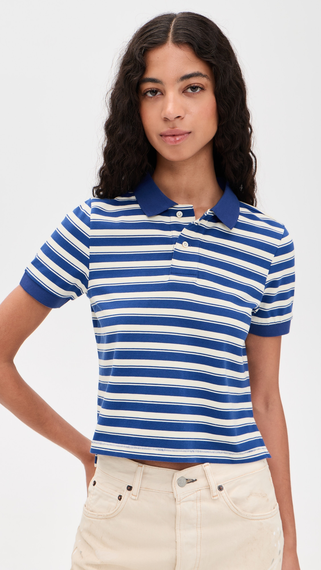 Denimist Shrunken Polo Blue Stripe Multi S | Shopbop