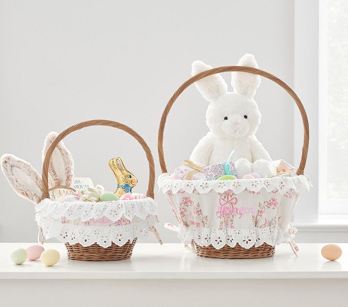 LoveShackFancy Bunny Damask Easter Basket Liners | Pottery Barn Kids