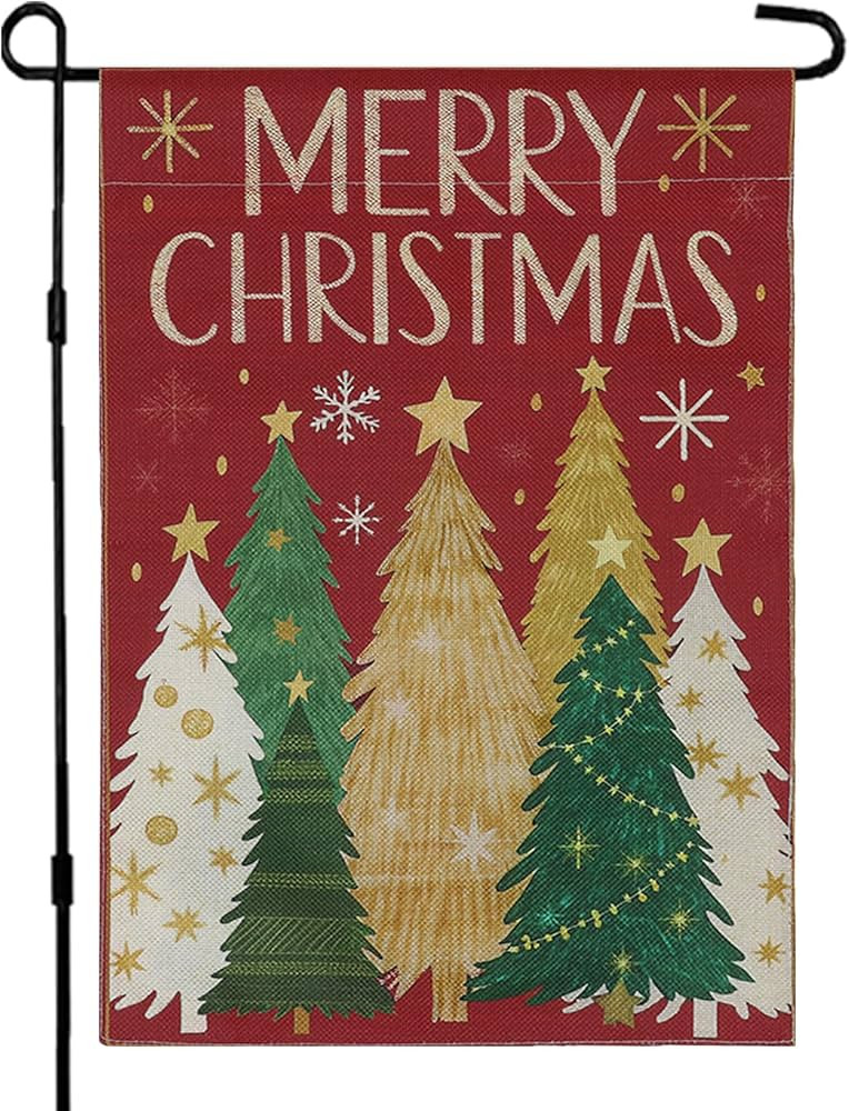 Merry Christmas Garden Flag Christmas Tree Snowflake Winter happy new year Holiday Farmhouse Yard... | Amazon (US)